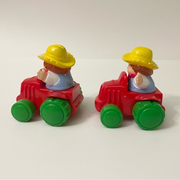 Vintage 90s Fisher Price Little People Wheelies Farmer and Cow Farm Animals - Picture 11 of 16